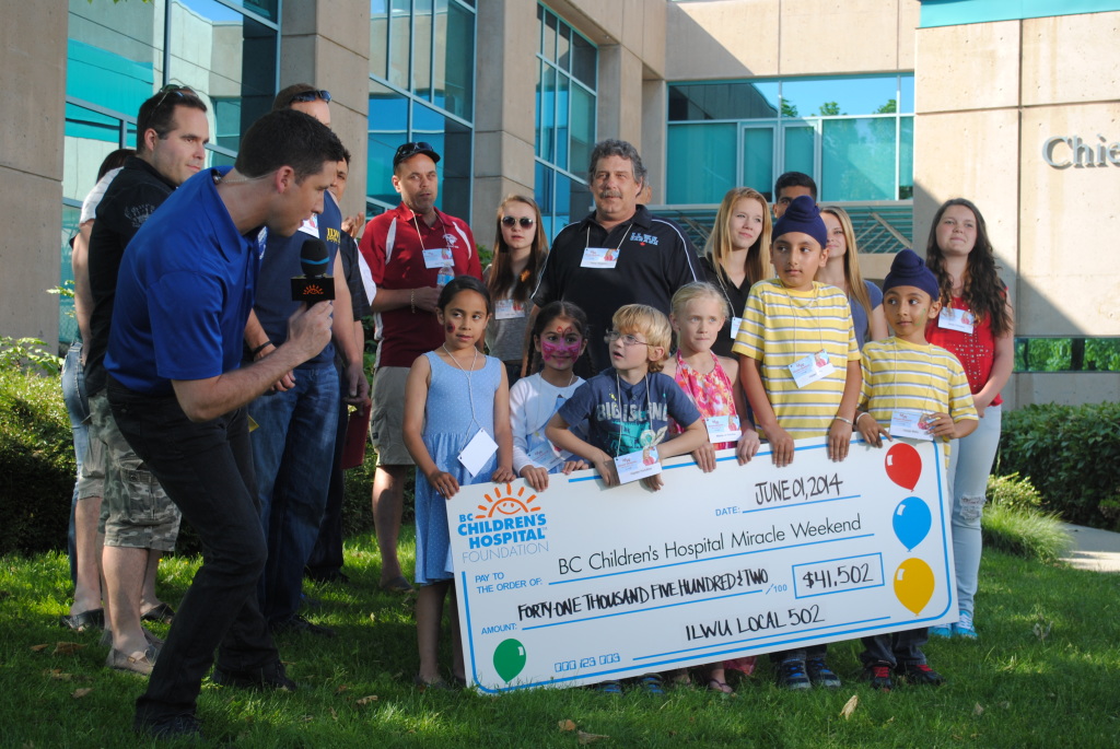 Local 502 fouryear donation total to Vancouver Children’s Hospital